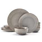 Pfaltzgraff Emma 12 Piece Dinnerware Set, Service for 4, Gray