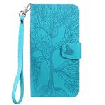 Aisenth Flip Case for Samsung Galaxy A33 5G (6.4 inch), The Tree of Life Embossed PU Leather Wallet Phone Folio Case Magnetic Protective Cover with Kickstand, Card Slots + 1 Wrist Strap (Blue Green)