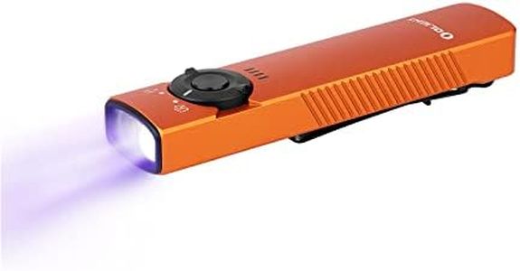OLIGHT Arkfeld UV EDC Rechargeable Torch with Dual Light Source, White Light and UV Light, 1000 Lumens, 85 Metres, Suitable for Daily Lighting and Spot Detection (Orange Cool White)