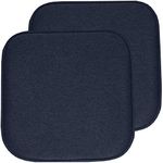 Sweet Home Collection Chair Cushion Memory Foam Pads Honeycomb Pattern Slip Non Skid Rubber Back Rounded Square 16" x 16" Seat Cover, 2 Pack, Charlotte Navy