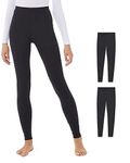 32 Degrees Women's 2 Pack Performance Ultra Light Thermal Baselayer Legging Pant, Black / Black, Large