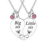 2PCS Sisters Gift From Sisters Christmas Birthday Gifts For Sister Best Friends Soul Sister Big Sis Little Sis Heart Broken Matching Necklace Gift (Big sis Little sis)