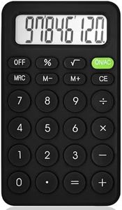 Cute Basic Four Function Calculator for Teachers & Students - Small Handheld, 8 Digit LCD Display, Sensitive Buttons, 5.5x3.2 inches Black