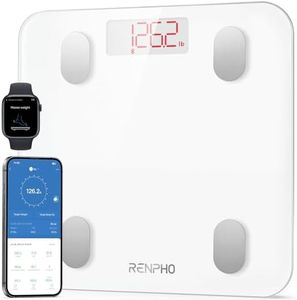 RENPHO Körperfettwaage Testsieger, Smart Waage Personen Ultra Precision Waage mit körperfett und muskelmasse, Personenwaage Digital mit APP für BMI Körperfettanalyse 13 Körpermaße, 180 kg, Weiß