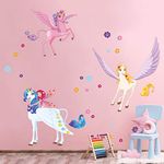 ufengke Unicorn Fairy Wall Stickers Flower DIY Wall Decals Art Decor for Bedroom Playroom