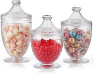 MOLIGOU Acrylic Apothecary Jars with Airtight Lid, Candy Jars for Candy Buffet, Decorative Bathroom Canisters, Set of 3