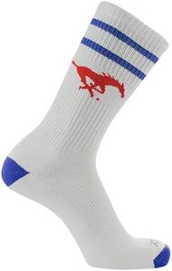 TCK SMU Mustangs Socks Vintage Soft Cotton Sock with Stripes – NCAA Licensed | Red & Blue Southern Methodist University | College Fan Gameday Apparel for Men & Women | Men's & Women's (Medium)