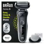 Braun Series 5 51-W1600s Electric Shaver for Men with EasyClick Body Groomer Attachment, EasyClean, Wet & Dry, Rechargeable, Cordless Foil Razor, White, Rated Which Best Buy