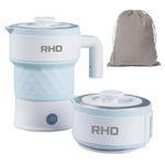 Travel Portable Foldable Electric Kettle, 0.7L Small Camping Kettle, Collapsible Mini Water Boiler, 600W Fast Heating, BPA-Free, 304 Stainless Steel Heater, Blue