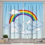 Ambesonne Rainbow Kitchen Curtains,