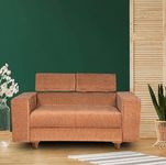 Seventh Heaven Berlin 2 Seater Sofa with Adjustable Backrest | Wide Armrest | Sofa | Sofa Set | Wooden Sofa Set for Living Room | Sofa Living Room (Chenille Molfino Fabric- Beige)