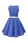 BlackButterfly Kids 'Audrey' Vintage Polka Dot 50's Girls Dress (Royal Blue Polka Dot, 11-12 Years)