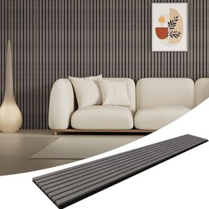 Greymond Acoustic Wood Grill Wall Paneling, 2-Pack 94.5" x 12.6" Bulwarks Wall Panels, Modern Decorative Sertical Slat Strip, Grey