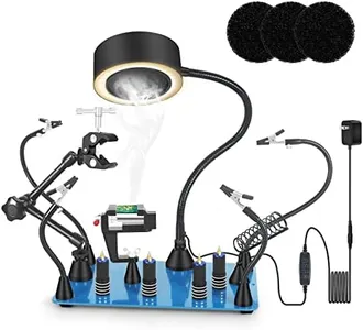 Toolour Magnetic Helping Hands Soldering Third Hand Tools with Solder Fume Extractor Light,Soldering Vise Clamp,PCB Holder,Hot Air Gun Holder for Electronic Welding Repair Work Station