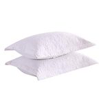 MarCielo 2-Piece Embroidered Pillow Shams, Decorative Microfiber Pillow Shams Set Standard Size White