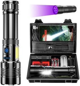 Shadowhawk Lampe Torche 500000 Lumens, XHM90.2 Lampe Torche Led Ultra Puissante avec Lampe LatéRale Cob, Lampe de Poche Rechargeable, 7 Modes & IP67 Lampe Tactique pour Camping, RandonnéE et Urgences