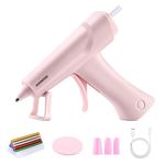 RIXIGOOD Cordless Hot Glue Gun Kit, with 30 Mini Glue Sticks & Silicone Pad & Finger Protectors, Rechargeable with Stand Wireless Melt Glue Tool for Crafts Arts DIY Repair Pink