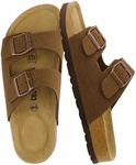 Cushionaire Women's Lane Cork Footbed Sandal With +Comfort, Brown Vegan Suede, 8.5