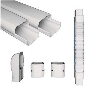 PVC Air Conditioner Line Set Cover Kit Basic | 8 feet pipe coverage but NO ELBOWS|Mini Split Air Conditioner Heat Pump Accessories |Decorative White Professional Grade AC pipe cover LineSet Kit Basic
