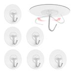 PaiLeWei 6 Pcs Self Adhesive Hooks, Sticky Hooks,Wall Hooks,Waterproof Adhesive Hook,Stick on Hooks for Hanging Kitchen Bathroom (6 Pcs)