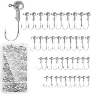 40pack Fishing Jig Heads Set with Hooks Box, Fishing Soft Lures Hooks for Crappie Bass Trout, Saltwater Freshwater Fishing Tackle Kit, 1/8 oz, 3/16 oz, 1/4 oz, 3/8 oz, 10pcs Each Size
