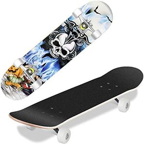 WeSkate Completo Skateboard per Principianti, 80 x 20 cm 7 Strati di Acero Double Kick Deck Concavo Skate Board per Bambini Adolescenti Giovani Adulti Ragazze Ragazzi