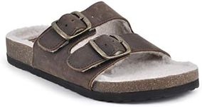 WHITE MOUNTAIN Shoes Helga Women's Sandal, Brown/Leather W/Faux Shearling, 9