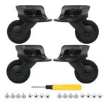 2 Pair Replacement Wheels for Luggage 360 Swivel Dual Suitcase Casters Roller Black (W187)