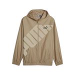 PUMA Men's Hooded Graphic Windbreaker, Beige, Medium