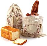 2 X Reusable Linen Bread Stroage Bags Friut Sourdough Bread French Baguette Bag