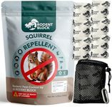 JL Rodent Block Squirrel Repellent Pouch 6-Pack - Powerful Against Mice, Racoons, Chipmunks, Snakes, Mosquitos, Ants. All Natural Ingredients, Refillable Mesh Bag & Carabiner for Hanging