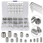 HanTof 340Pcs Metric M2.5/M3/M4/M5/M6/M8 304 Stainless Steel Allen Head Socket Hex Grub Screw,Set Screw Assortment Kit with 6 Hex Wrenches,Internal Hex Drive Cup-Point