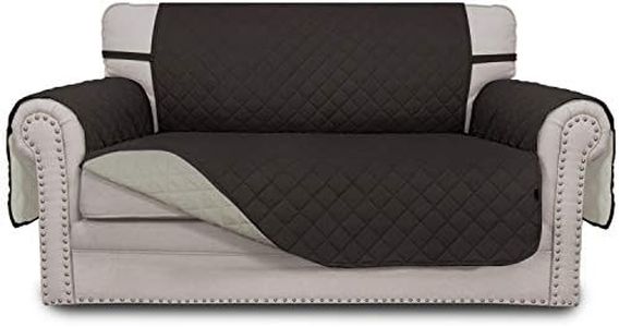 Easy-Going Sofa Slipcover Reversible Sofa Cover Furniture Protector Couch Cover Elastic Straps Pets Kids Children Dog Cat (Loveseat, Chocolate/Beige)