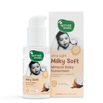 Mother Sparsh Milky Mineral Baby Sunscreen-50g | Ultra Light Sunscreen Lotion for Babies with SPF 30, Broad Spectrum UVA/UVB Protection | Sunscreen Baby Lotion With Milk Protein, Coconut Oil & Vit. E