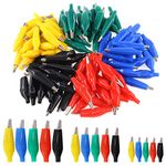 GLARKS G-778 120Pcs 28mm 35mm 45mm Alligator Clips Crocodile Electrical Test Clamps Jumper Helper with Protective Insulation Cover (Black, Red, Yellow, Blue, Green)