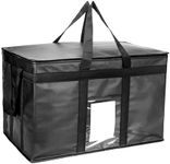 XXXL Large Insulated Collapsible Cooler Bags with Zipper Closure, Reusable Grocery Shopping Bags Keep Food Hot or Cold,Ideal for Catering,Grocery Transport,23 x 15 x 14 inches,Heavy Duty (Black)