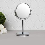 Home Centre Glass Ella Double-Sided Floor Mount Vanity Round Mirror with Stand