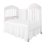 Thread Bond Crib Ruffle Bed Skirt Dust Double Layer Bedding for Baby Boys Girls and Toddlers Pleated Elastic Adjustable Fit Toddler Bedskirt Easy On/Off Soft Skirts Solid White Size 52"X28"+14-Inch