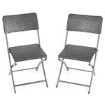 CHRISTOW Folding Garden Chairs Set Of 2 Rattan Effect Heavy Duty Patio Furniture (Pair)