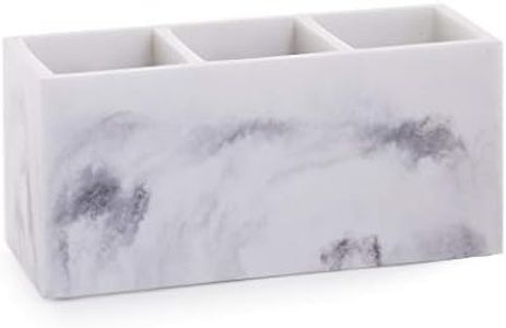 BINO Multi Purpose 3 Compartment Organizer - Makeup Container Organizers - Compartment Organizer for Makeup Brushes, Home and Office Supplies - Matte Marble