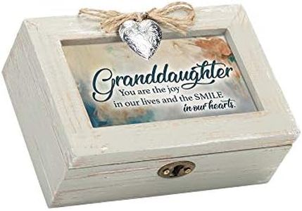 Cottage Garden Granddaughter You are The Joy in Our Hearts Petite Wood Distressed Locket Music Box Plays Edelweiss