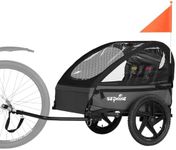 Sepnine Kids Bike Trailer, Suitable for 1 to 2 Kids, 12+ Months, Quick Attach to Bike, Foldable, with 5-Point Harness and Storage Bags Black