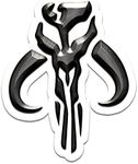 Bargain Max Decals Mandalorian Skull Shape Gunmental Silver Window Laptop Car Sticker 6"