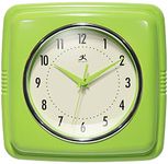 Infinity Instruments Retro Wall Clock - 9 Inch Square Clock - Silent Non-Ticking Mid Century Modern - Kitchen Clock Office Clock Diner Wall Clock - Vintage Wall Clock Decorative - Apple Green