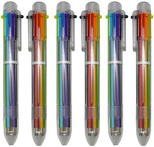 Maydahui 12PCS Multicolor Ballpoint Pen 6-in-1 Retractable Ball Point Pens Transparent Barrel for Office School Students