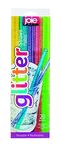 Joie Reusable Plastic Straws, 20-Piece Set with Cleaning Brush, Glitter, Colorful, Eco-Friendly