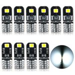 AGLINT 10X T10 W5W Led Bulb CANBUS Error Free 2SMD Super Bright 194 2825 168 Wedge for Car Interior Dome Map Door Side Marker Courtesy License Plate Lights 6000K Xenon White (10)