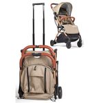 Lejoux™ Baby Pushchair Stroller– Lightweight Foldable Travel Buggy with 5-Point Harness, Adjustable Seat Back and Oversize Basket Folds with 1 Hand – Smooth Swivel Wheels Rain Cover (Beige)