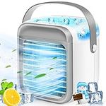 Portable Air Conditioner, Mini Air Conditioner, 3-in-1 Portable Air Cooler, 300ML & 3 Speeds & 7 Colors USB Rechargeable Evaporative Air Cooler Humidifier with Handle, Suitable for Home Office Dorm