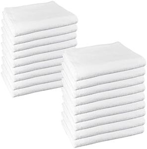ROYAL EUROPE TEXTILE SL Toallas Lavabo (50x100 cms) 100% algodón Calidad Hotel. Color Blanco. 450 Gramos/m2. Pack de 20 Toallas.